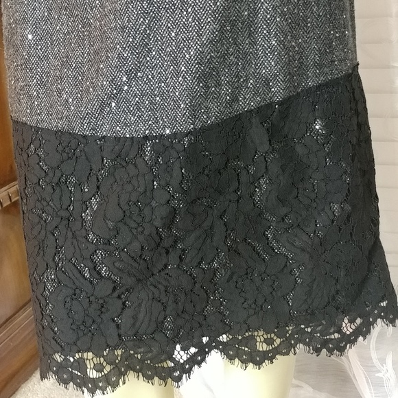 J Crew Women's Gray and Black Lace Hem Pencil Skirt - Picture 5 of 8